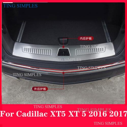 Rear bumper door plate scuff for Cadillac xt5 2016 2017 stainless steel rear guard trunk protection accessories car styling
