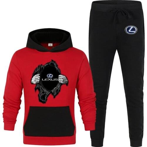 2021 New Autumn Casual Lexus Stitching Color Mens Suit Jogger Streetwear Fashion Comfortable Pullover Hoodie Sports Trousers