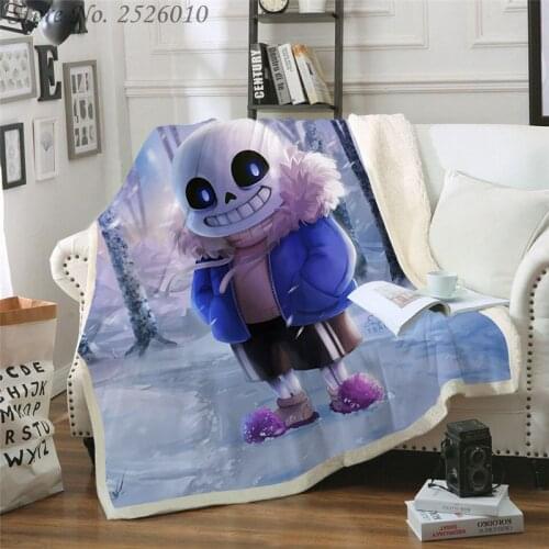 NEW Throw Blanket Anime Undertale 3D Velvet Plush Blanket Bedspread for Kids Girls Sherpa Blanket Couch Quilt Cover Travel 01