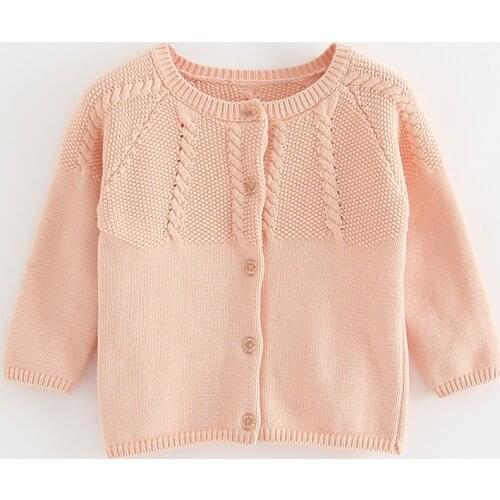 Plain Pink Baby Sweater Cardigan Autumn Yellow Jacket 6 9 12 18 24 Month Baby Coat 2021 Spring Winter Toddler Girl Cloth 195007