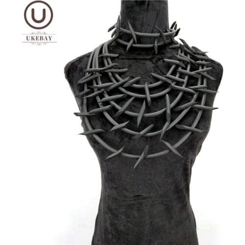 UKEBAY New Gothic Pendant Necklaces Women Punk Sweater Chains 3 Necklaces Strange Jewelry Handmade Rubber Jewelry Torques Rope