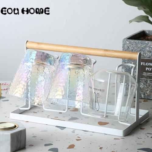 Nordic Style Dish Rack Kitchen Supplies Mug Japanese-Style Drain Holder Household Rack Water Cup Holder Six Cup Holder Storage