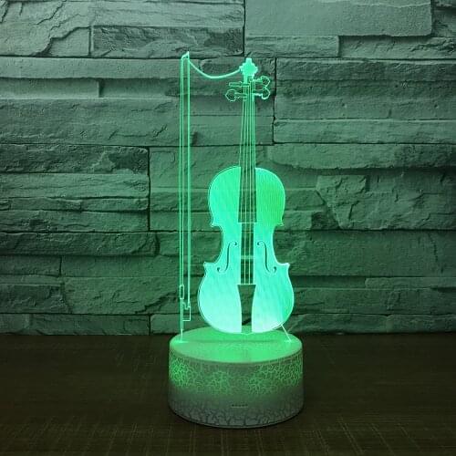 Products Violin 3D Night Lamp Novelty And Unique 7 color Table Touch 3d Light Fixtures Novelty Luminaria Led Led Night Light