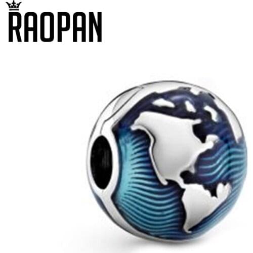 RAOPAN 2021 new blue earth no silicone fixing buckle charm beads 925s sterling silver bracelet DIY jewelry 799429C01