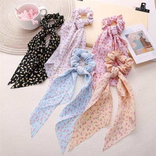 NEW Bohemian Floral Printed Hair Scrunchie Hair Ribbon for Women Girls Fashion Headband Elastic Rubber Band Hair Scarf Headwear