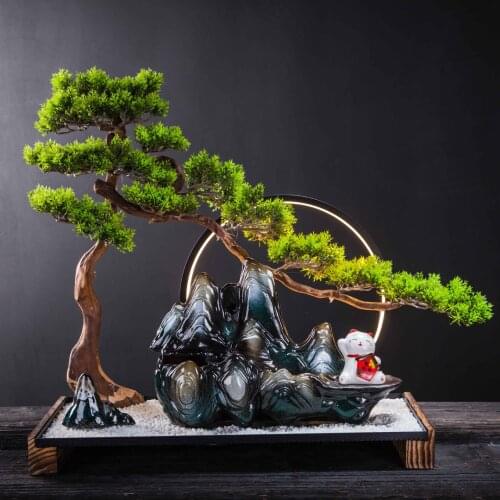 Zen Garden Miniatures Home Decoration Accessories Artificial Tree Pendulum Stand Water Fountains Turquoise Home Desk Decoration