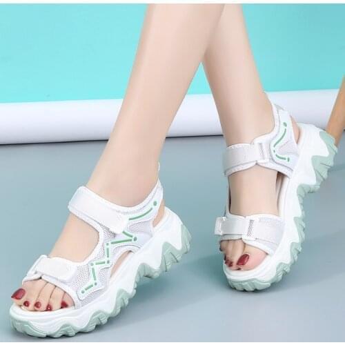 Platform Sandals Women Summer Nice Breathable Shoes Sandals Female Pink Adjustable Sandal Hook &Loop Shoes