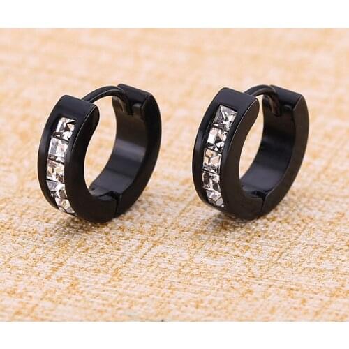 1Pair Korean Fashion Titanium Steel Micro-inlaid Square Zircon Earrings Stainless Steel Double-sided Round Zirconium Earrings