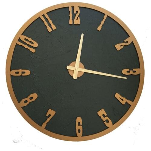 North Designed Verde Gold Decorative Wall Clock 48 Cm