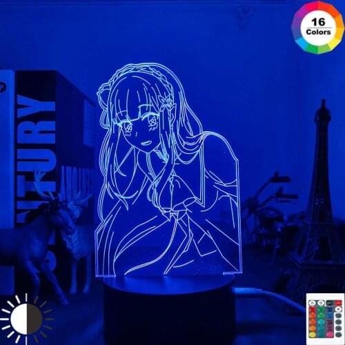 Anime Light Re Zero Starting Life In Another World LED Night Light for Room Decor Nightlight Gift Re Zero Emilia 3d Lamp