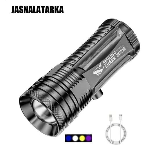 4 Colors Light Source LED Flashlight Powerful Ultra Bright Torch Rechargeable Night Fishing Outdoor Hard Light Home Flashlight