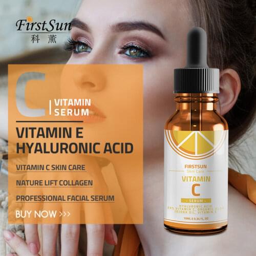 Firstsun Vitamin C Face Skin Serum For VC Hyaluronic Acid Whitening Anti Aging Wrinkle ER Brightens Skin Tone Skin CARE