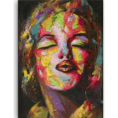 Handmade thick knife high quality Modern Abstract Fine Artwork Canvas Decor Marilyn-Monroe-Kissing Oil Painting for Living Room