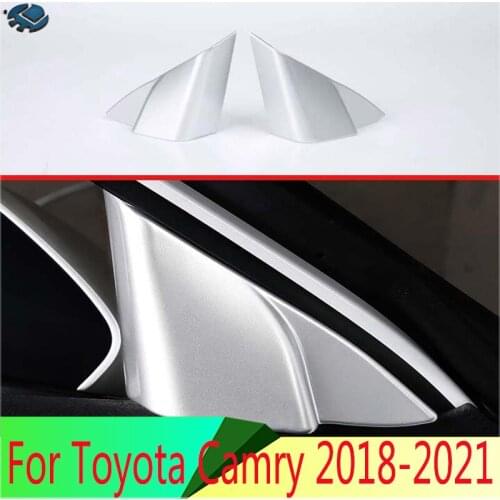 For Toyota Camry 2018 2019 Car Decoration ABS Chrome Interior Front Door Triangle Cover Trim A Pillar Trim Audio Frame