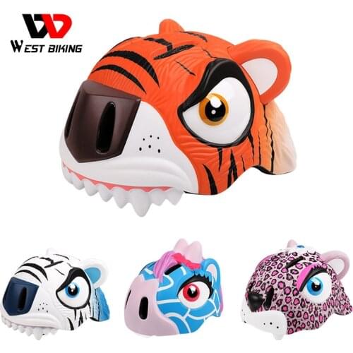 WEST BIKING Kids Bike Helmet Ultralight Adjustable 3D Cartoon Animal Safe 3-8 Years Cycling Casco Ciclismo Kids Bicycle Helmet