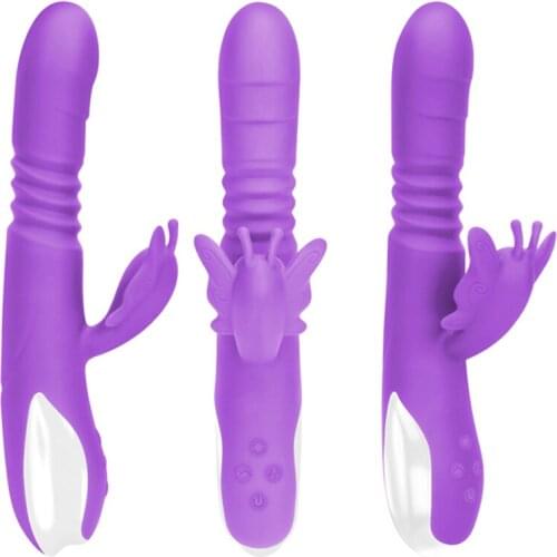 USB Charging Dual Vibration G Spot Clit Vibrator Clitoris Stimulate Vagina Massager Dildo Telescopic Swing Vibrators For Women