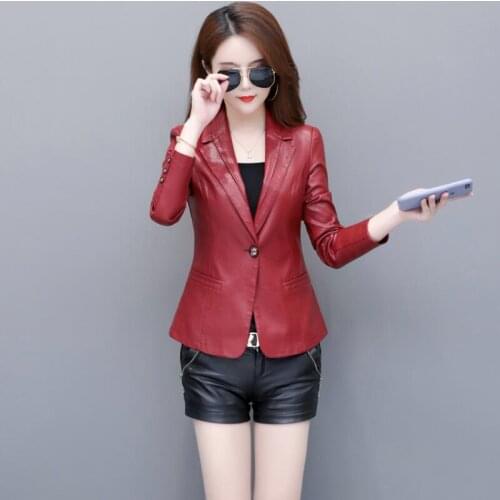 Plus Size Black Women Leather Jacket New 2021 Spring Autumn Womens Leather Clothing Short Slim Motorcycle Female Leather Coat