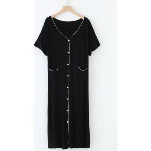 90 Kg Women Nightdress New Modal Sleepwear Nightgowns V Neck Loose Long Dress Spring Summer Nightshirt Female Vestidos Mujer
