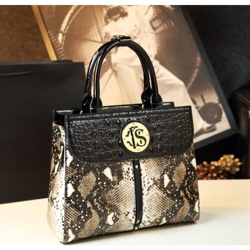 Fashion Serpentine Leather Women Handbags 2021 New Wild Middle-aged Ladies Portable Mother Bag Shoulder Messenger Bags Female