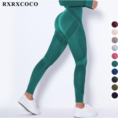 RXRXCOCO Fitness Sport Leggings Women Womens High Waist Seamless Leggings Push Up Pants Elastic Hollow Out Fitness Yoga Pants