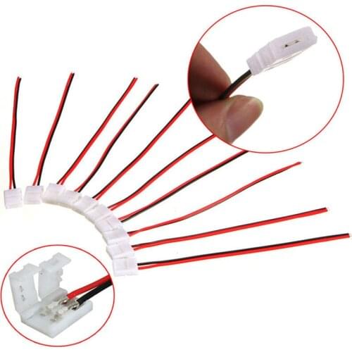 10Pcs/lot PCB Cable 2 Pin LED Strip Connectors 5050 10mm Width PCB Ribbon Single Color Adapter Wholesale
