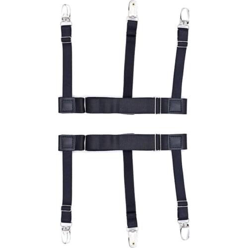 2Pcs Men Shirt Stays Belt Non-slip Locking Clips Keep Shirt Tucked Leg Thigh Suspender Garters Strap Adjustable Locking Clamps