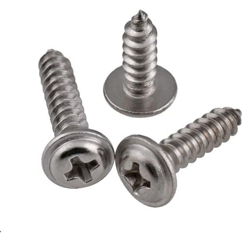30-100pcs 304 Stainless Steel Phillips Round Washer Head Self Tapping Screws M2 M2.3 M2.6 M3 M4