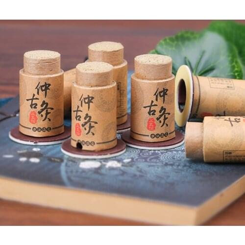 30pcs Stick-on Moxibustion Roll Self-stick Mini Moxa Tube Acupuncture Massage Sticks Mugwort Artemisia Burner Box Device
