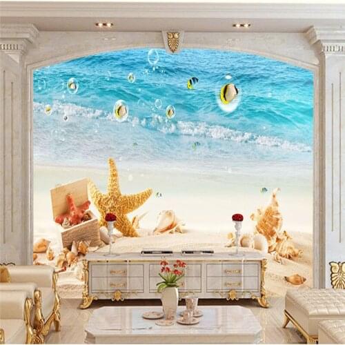 3D Nature Wallpapers Sea Beach Landscape Photo Murals Wall Papers Home Decor Living Room Bedroom Wallpapers 3D Wall Murals