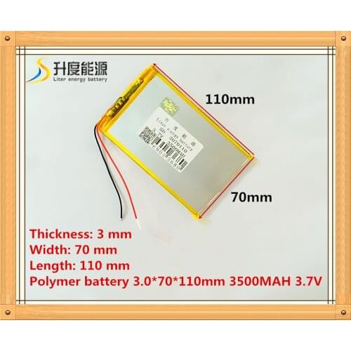 The tablet battery 3.7V 3500mAH 3070110 Polymer lithium ion / Li-ion battery for tablet pc battery
