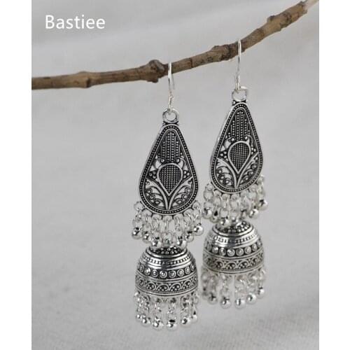 Bastiee Ethnic Earings Fashion Jewelry 925 Sterling Silver Earrings Gifts For Women Drop Earrings Vintage Jade Silver