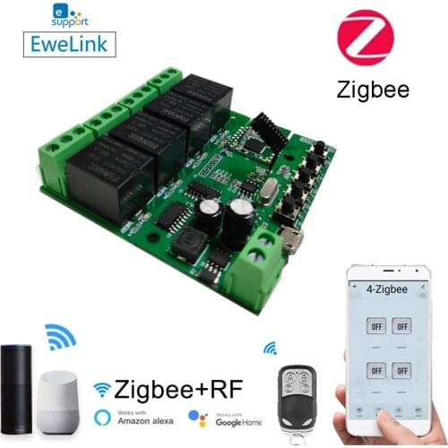 4CH Zigbee WiFi Switch Module Wireless Wireless 4 Relay Card EWelink APP Remote Control Smart Timer Smart Home Alexa Google Home