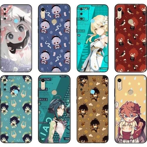 Black tpu Case For Honor 8a Prime 8s 9 10X Lite 9A 9C 9X Premium Pro 9S Case Cover Genshin impact
