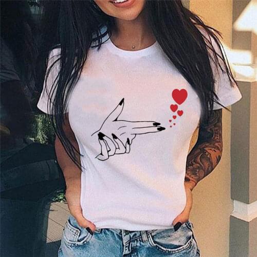 Women Harajuku Tshirt Middle Finger Print T Shirt Short Sleeve Streetwear Ladies Graphic Summer Female T-shirt