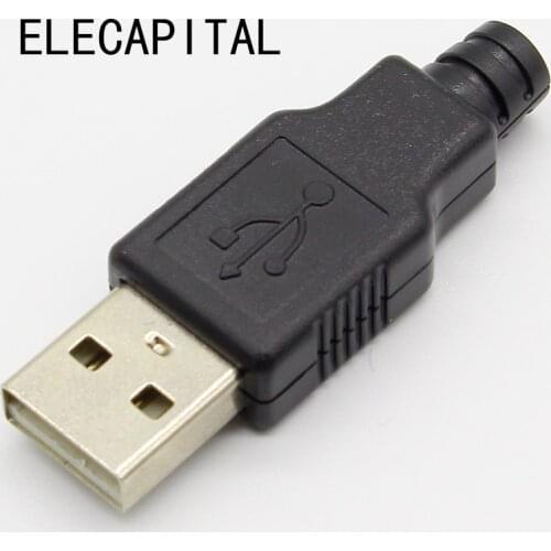 IMC hot New 10pcs Type A Male USB 4 Pin Plug Socket Connector With Black Plastic Cover