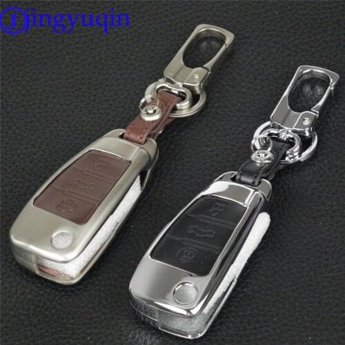 Jingyuqin for Audi A4L-A6L-Q5-A3-A8-A5-A7-S5-S6-S7 Zinc Alloy+Leather Remote Key Cover Case 3 Buttons Car-styling
