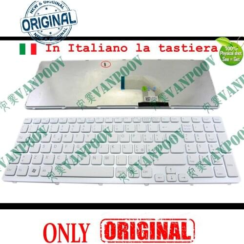 New IT Notebook Laptop keyboard for Sony Vaio SVE15 SVE 15 SVE1511 SVE1511 E 15.5" E15 White * WITH Frame * Italian - 149032951
