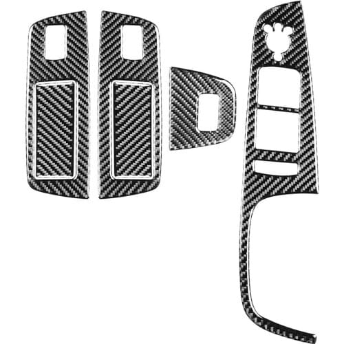 RHD Set Carbon Fiber Window Lift Switch Panel Sticker Fit For Audi Q7 2008-2015