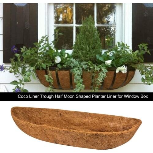 Flower Basket Coconut Fiber Mat Half-Moon Shaped Large Capacity Replacement Liner for Balcony Courtyard Garden GQ