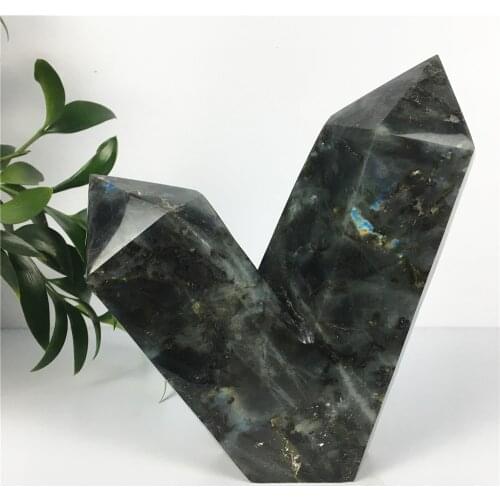 Natural Labradorite Tower Quartz Crystal Cluster Healing Stones Specimen Home Crafts Decoration Gift Wand