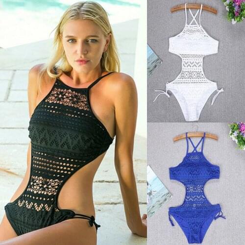 2019 New Style Fashion Hot Womens Solid Hollow Out Swimsuit Bodysuit Bikini Suit Push-Up Swimwear One Piece Suit