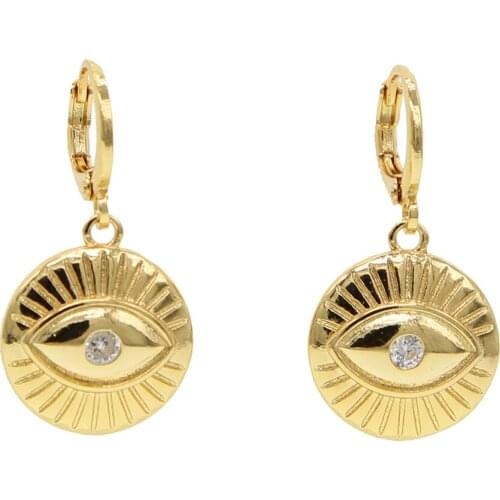 New Arrive Evil Eye Sea Shell Dangle Earring Gold Filled 2020 Summer Beach Gift For Girl Women Cute Lovely Fashion Charm Jewelry