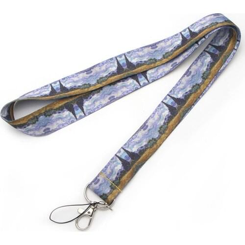 ZF646 1pcs Van Goghs Oil Painting Lanyards Id Badge Holder Key ID Card Pass Gym Mobile Badge Holder Lanyard Rope Chain Necklace