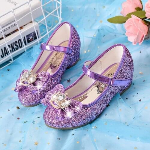Girls princess shoes childrens high heels little girls crystal shoes shiny diamond crown childrens shoes single shoes