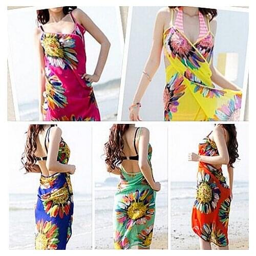 Wholesale Multi-Colored One-Piece Suit Swimming Beach Towel Women Sexy Sunscreen Cover-Up