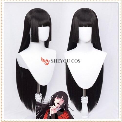 Jabami Yumeko Wig Kakegurui Cosplay Wig Women Black 100cm Heat Resistant Synthetic Hair Wigs