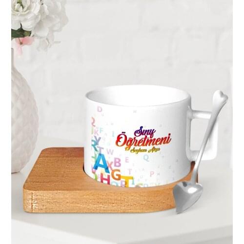 Personalized Class Teacher Wood Altlıklı Ceramic Fincan-12