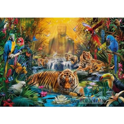 Full 5D DIY Square Diamond Painting Cross Stitch -Animal world Buddha- 3d Round Embroidery Mosaic Resin Home Decor Gift WW-9999