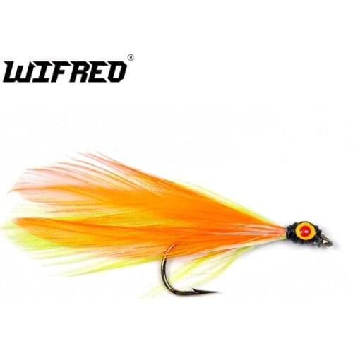 Wifreo 10PCS Orange Color Minnow Fly Tying Lures Streamer Flies Fishing Flies with Free Box