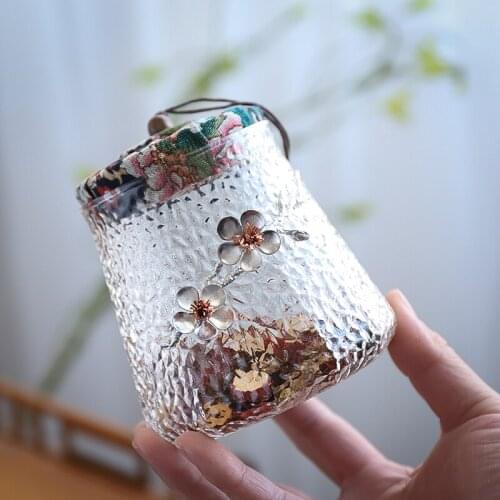 Transparent Glass Tea Caddy Pu'er Tea Sealed Jug Hammer Pattern Glazed Small Tea Canister Household Extra Large Storage Tea Can